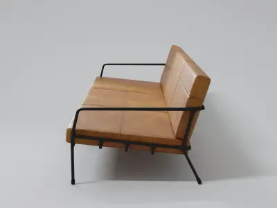 Designer 3 seat couch with light leather cushions 3D Model 3D model