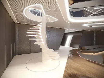 SciFi Home Interior Low-poly 3D model
