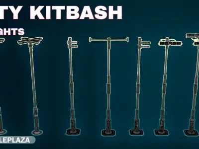 7 Street Lights - Traffic  Light Low-poly 3D model