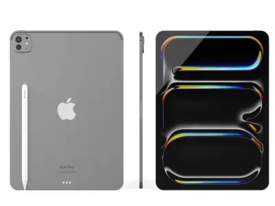 High-detailed Apple iPad Pro 13-11inch 2024 with Apple Pencil 3D 3D model