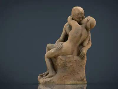 The Kiss Rodin sculpture Low-poly 3D model