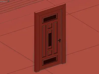 Traditional Wooden Door - Classic Design 3D model