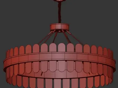 browser chandelier with glass and gold trim 3D model