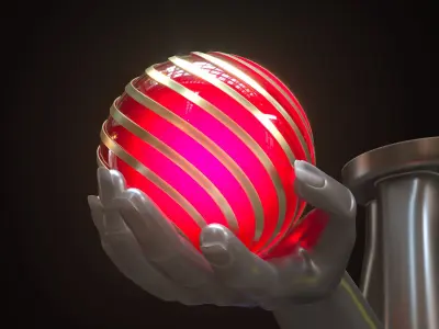 Chandelier hand holding two colorful balls 3D model