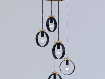 Artisan pendant light with four lights hanging from it 3D model