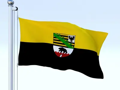 Animated Saxony-Anhalt German State Flag Low-poly 3D model