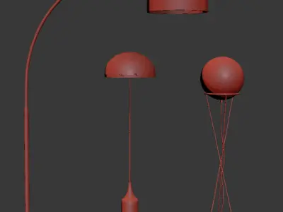 Solid Glass Globe Floor Lamp 3D model