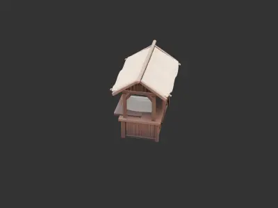 Wooden Market Stall Low-poly 3D model