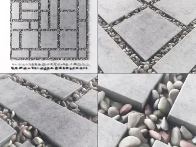 Tile square pebble  low 2 n2 3D model