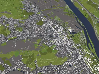 Vienna Austria 50x50km 3D City Map 3D model