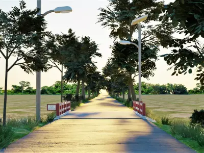 Small Bridge with Road 3D model