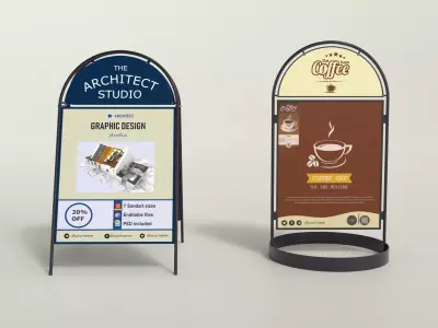 Chalkboard street sign Low-poly 3D model