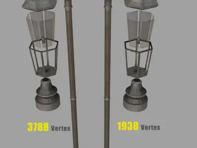 street lantern post light Low-poly 3D model