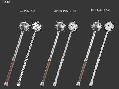 Medieval Collection Weapons Maces 3D Model Pack