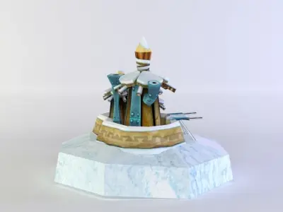 Blue orcs house Low-poly 3D model