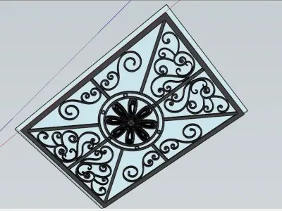 Iron Glass Roof Art Mounted Villa Facade 3D model 3D model 3D model