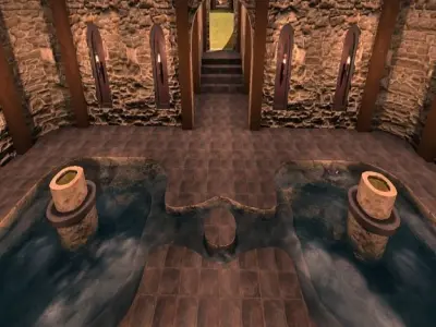 Zamak medieval castle with stairs and towers 3D model