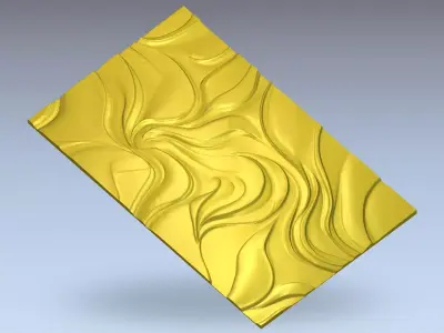 Modern wavy Relief Panel Wall Decor Set STL Mural CNC 337 3D model