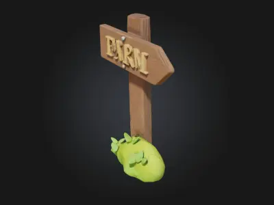 Farm Direction Sign Guiding the Way to Rustic Charm 3D model