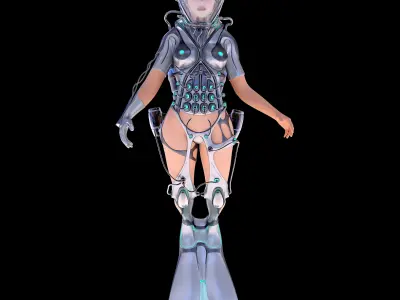 FUTURISTIC FEMALE DIVER Low-poly 3D model