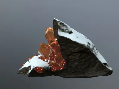 Crystal Set rock with snow Low-poly 3D model