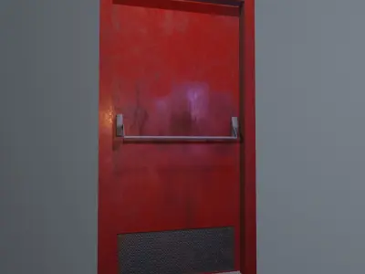 Emergency door game ready and animatable Low-poly 3D model