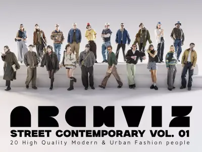 ArchViz People Street Contemporary 20 Modern Urban Characters 3D model