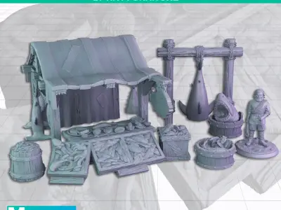 Seafood Market Stall 3D print model