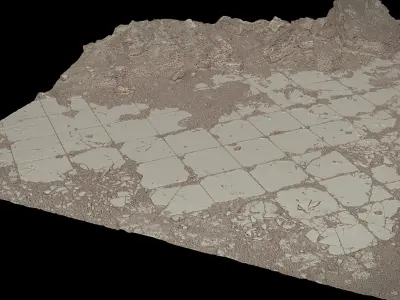 pavement kitchen destroyed house terrain ground photogrammetry Low-poly 3D model