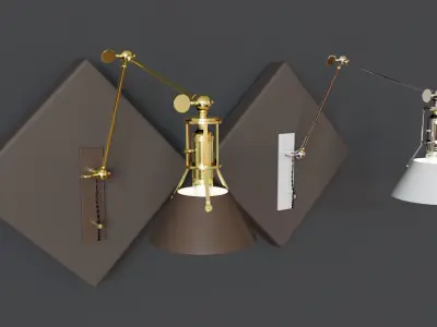 Light 3d model wall lamp with gold shade 3D model