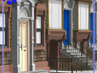 Brownstone Street Scene 1 3D model