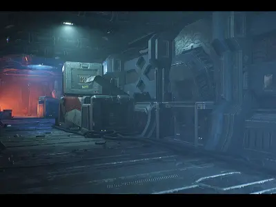 Sci-Fi Futuristic Corridor Low-poly 3D model