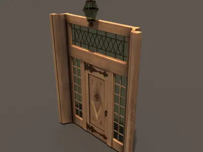 Ornament Wood Door Hi Detail 3D model