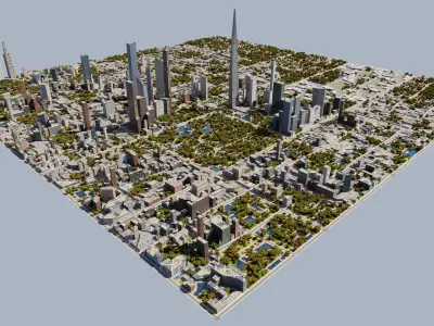 Modern Modular City Blender Cycles Low-poly 3D model