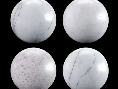 White Carrara 02 Marble Texture PBR Vray Corona 400 x 400 cm Texture