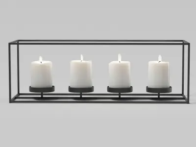 candlestick with candles 02 3D model