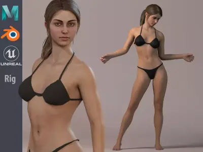 Female Base Model Rig Low-poly 3D model