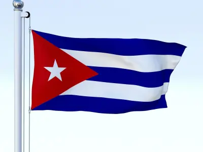 Animated Cuba Flag Low-poly 3D model