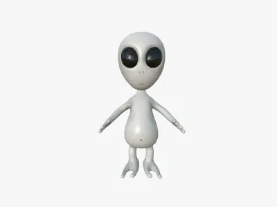 Cute Alien A11 Gray Black - Simple - Character Design Low-poly 3D model