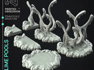 Slime Pools - Scatter Terrain -  PRESUPPORTED - 32mm scale 3D print model
