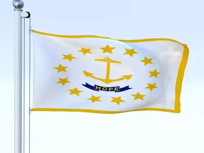 Animated Rhode Island Flag Low-poly 3D model