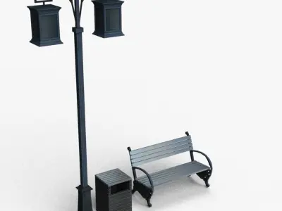 Park objects Low-poly 3D model