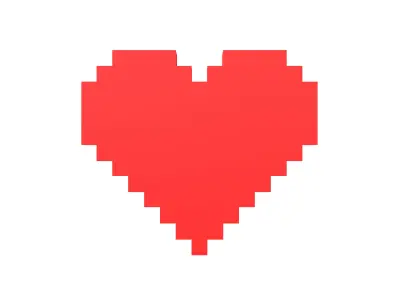 Pixel Heart v4 001 Low-poly 3D model