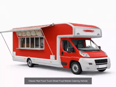 Low Poly Food Truck Pack 7 Vehicles Street Food Set