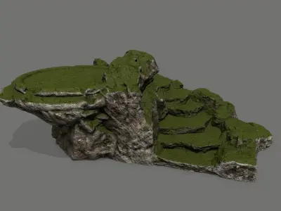 Ladder rock with grass Low-poly 3D model