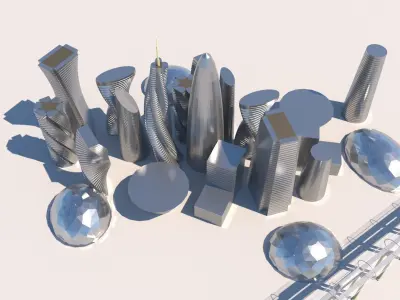 Futuristic City Royalty Free 3D model