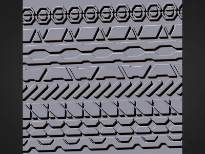 55 Hard Surface Trim Brush ZBrush and Substance Painter Low-poly 3D model