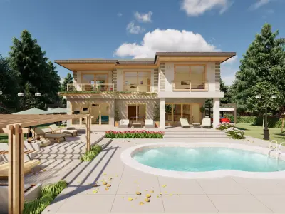 Villa Design and Landscape Project 3D model