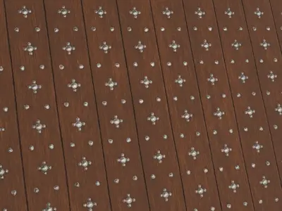 Polished Wood Planks with Ornate Silver Star Studs PBR Seamless Texture