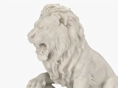  Lion Statue Sitting With Globe Angry 